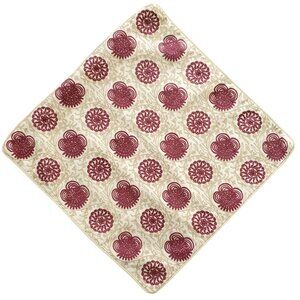 World Market Pillow Cover Boho Floral Maroon Tan 18" Square Crochet Embroidered